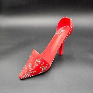 Red Rhinestone Embellished High Heel Wine Bottle Holder Home/Bar Decor